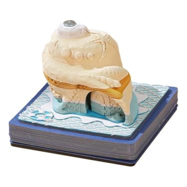 Imagem de Calendário 3D 2025, Rocket Calendário de peça de tempo 2025, Bloco de notas de arte DIY Carving Notepad, para presente de decoração de escritório em casa (Conch)