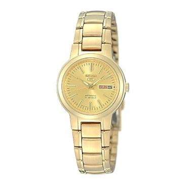 Imagem de Seiko Relógio feminino SYME46 Seiko 5 automático dourado pulseira de aço inoxidável