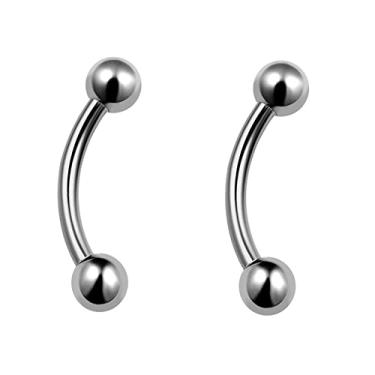 Imagem de ZYTAIJEW 2 peças, 16G, 6 mm/8 mm/10 mm/12 mm/14 mm, titânio G23, rosqueado internamente com esfera de 3 mm, bisel, zircônia, cone, pinos, zircônia, hélice, brincos, sobrancelha, lábio, umbigo, barra,