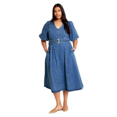 Imagem de City Chic Vestido plus size, vestido jeans Delilah, Lavagem média, 25 Plus Size