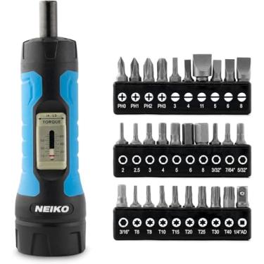 Imagem de Neiko 10574A Conjunto de chaves de chave de torque de 1/10.2 cm | 30 peças de aço S2 Philips, hexagonais, fendidas e Torx | Faixa de ajuste de torque de 25,5 a 152 cm | Acumulação de armas de fogo e
