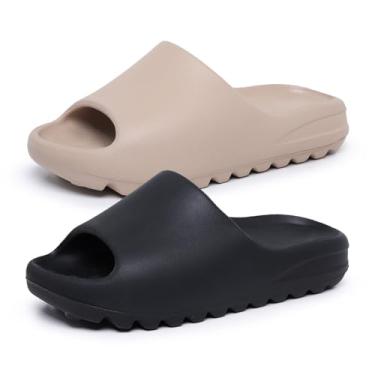 Imagem de Kit 2 Chinelo Nuvem Slide Ortopédico Confortável Leve Macio Unissex (Preto+Nude, BR, Adulto, Numérico, 43)