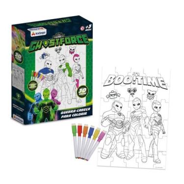Imagem de Quebra-Cabeça para Colorir Ghostforce 30 Peças c 6 Canetas e Apagador 