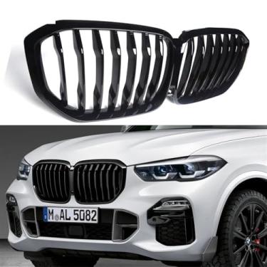 Imagem de Substituição da grade do radiador dianteiro Capô ABS 1-Slat Compatível com BMW Novo X5 G05 e X5M F95 201-2022 Estilo de carro Pára-choque dianteiro Corrida Grade(2 slat gloss black)