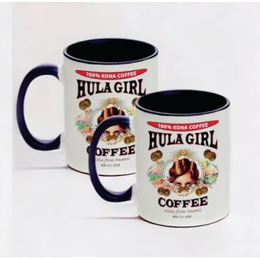 Imagem de Hula Girl COFFEE 325 ml Sublimação Cerâmica Orca Revestido Interior e Alça Caneca Colorida (Azul, Pacote com 2)