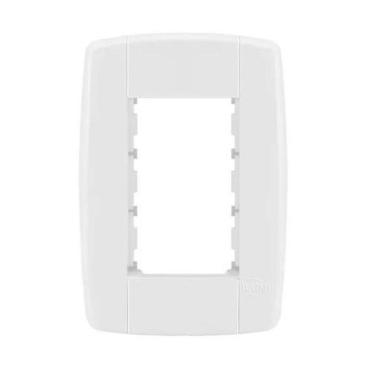 Imagem de Placa 3 postos 4x2 branca 618503 pial plus antiga - Placa P/ 3 Interru