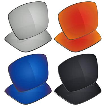 Imagem de Galvanic 4 pares de lentes polarizadas de substituição para Oakley Gascan Pack P01, Preto + Safira + Rubi + Cromo Polarizado - Pacote Combo, 0