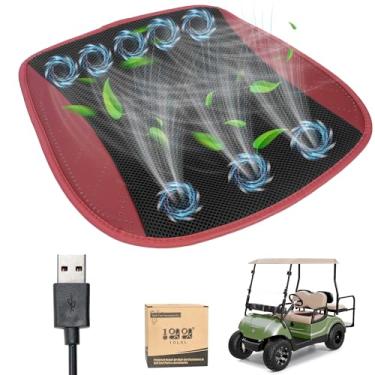 Imagem de 10L0L Capa de assento universal para carrinho de golfe com ventilador de verão respirável 3 ventos ajustável almofada de assento resfriada preta vermelha