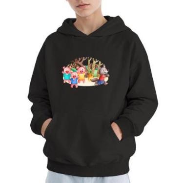 Imagem de Moletom Infantil Canguru Menino Estampa Três Porquinhos-Masculino