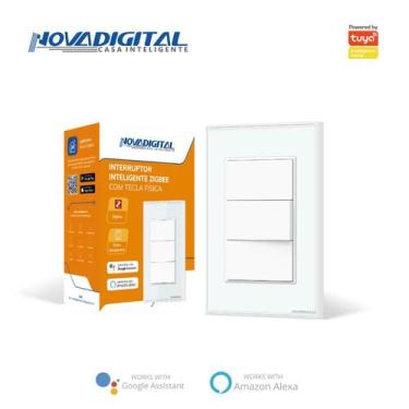 Imagem de Interruptor com 1 Tecla Física Zigbee Branco - Novadigital
