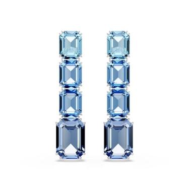 Imagem de Swarovski Brincos gota Millenia, corte octógono, gradiente de cor, azul, acabamento ródio, One Size, Cristal, Cristal
