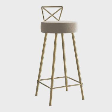 Imagem de Banqueta Alta Com Encosto Tânia Eiffel Cozinha Bar Bistrô Ferro Dourado Corino Bege - Ahazzo Móveis