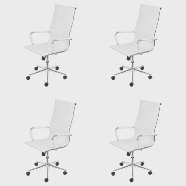 Imagem de Kit 4 Cadeiras para Escritório Presidente Esteirinha com Relax Corino 3301 Or Design