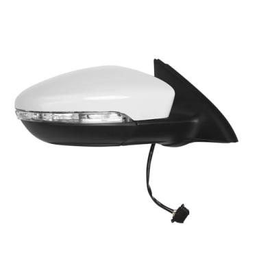 Imagem de DACOLWZING Conjunto de espelho retrovisor direito, vidro elétrico, pisca aquecido, 6 fios, compatível com JETTA 2011-2018 5C7857508 branco