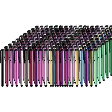 Imagem de Canetas Stylus para telas sensíveis ao toque, pacote com 300 estilistas, metal longo colorido universal, canetas de tela sensível ao toque para iPad, iPhone, Android, Galaxy, Chrome Book, tablets