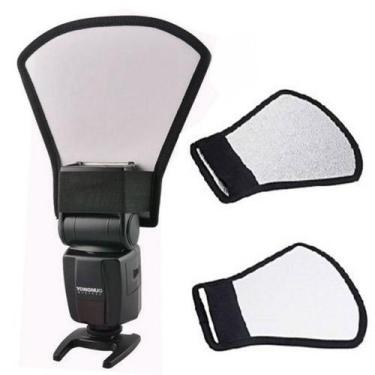 Imagem de Rebatedor de Flash Fotográfico 2 em 1 Prata e Branco Formato Leque Fot