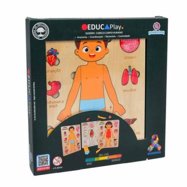 Imagem de Quebra Cabeça Educativo Corpo Humano Menino 14 Peças Polibrinq