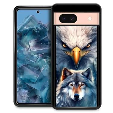 Imagem de FKBRCL4U Capa para Google Pixel 8A, estampa cinza lobo águia careca design gráfico para meninas menino silicone macio acrílico proteção contra choque projetado para Google Pixel 8A