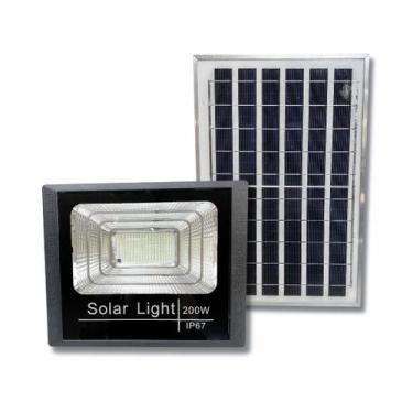Imagem de Refletor Holofote Solar Led Smd 200W Bivolt + Placa Solar - Paylow Sto
