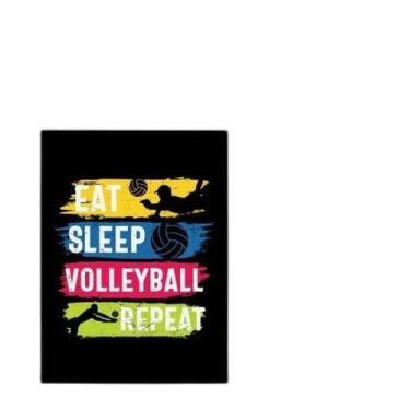 Imagem de Quadro Volleyball Eat Sleep Repeat 33X24Cm Vidro Preta - Quadros On-Li