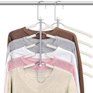 Imagem de Organizadores de camisa que economizam espaço, cabides antiderrapantes para armário com enchimento de espuma, organizadores de armário e armazenamento para suéter, blusa, casaco, vestido, curto, bege