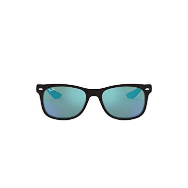 Imagem de Ray-Ban Óculos de sol quadrados RJ9052S New Wayfarer para crianças, Preto fosco/azul flash, 48 mm