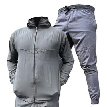 Imagem de Conjunto corta vento liso preto cinza marinho - RM Fabricacao, M, Cinz