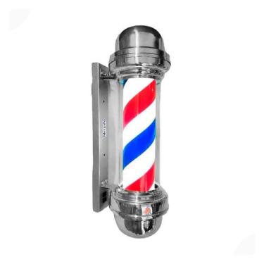Imagem de Barber Pole Poste de Barbeiro 65cm Giratório Sem Globo Colorido Megan 