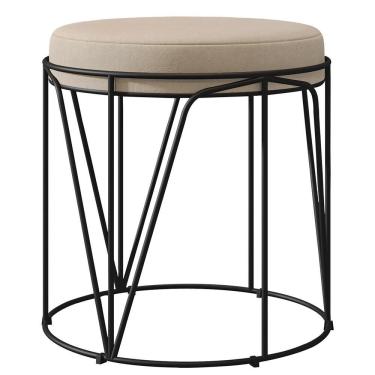 Imagem de Puff Aramado Preto Zaya L02 Suede Bege