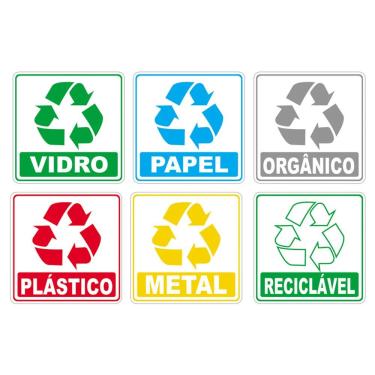 Imagem de Kit Adesivo Lixo Reciclavel 10cm 10cm Cor Colorido