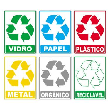 Imagem de Kit Adesivo Lixo Reciclavel 15cm X 20cm Cor Colorido