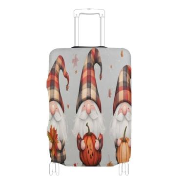 Imagem de Joisal Golden Rice Field Capa amarela para bagagem, identificadores elásticos de bagagem para malas, exclusivos, essenciais para viagens, Gnomos de outono e abóbora, XL 29-32 in