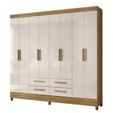 Imagem de Guarda Roupa Florida Quarto Casal Com 8 Portas E 4 Gavetas Freijo/off White Freijo/off White