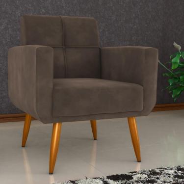Imagem de Poltrona Decorativa Para Sala Lilian Veludo Marrom