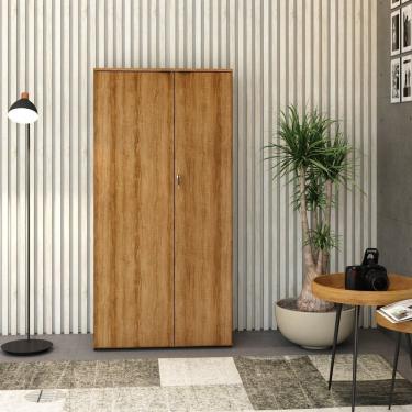 Imagem de Armário Alto Fechado Com 2 Portas 161,5x80x42cm Mel - Branco