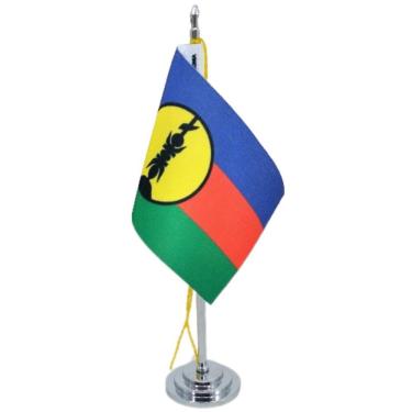 Imagem de Mini Bandeira De Mesa Do Nova Caledônia Poliéster 15 Cm Mastro