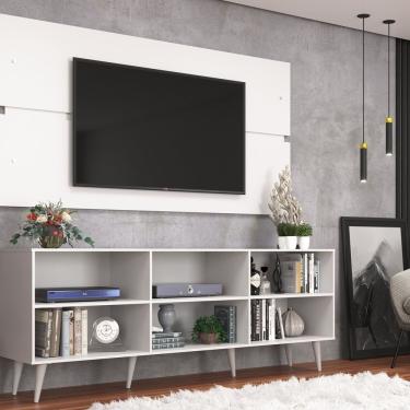 Imagem de Rack Estante Grande Painel Para Tv Até 55 Polegadas Com Pés Branco