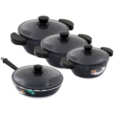 Imagem de Kit 3 Panelas + Frigideira Gulê Alumínio 4 Peças Grafite