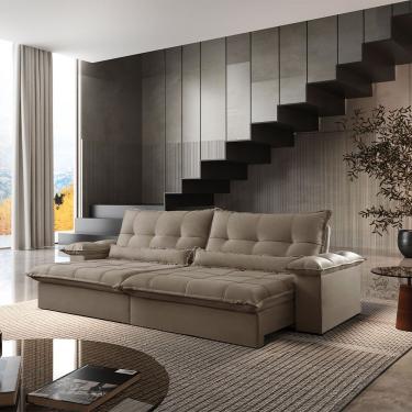 Imagem de Sofá Vega 02 Módulos De 120cm Br 25cm Meu Sofá Online B002 Veludo Capuccino