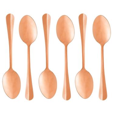 Imagem de Conjunto Com 06 Colheres Para Mesa De Aço Inox Positano Rosé 18cm 1277 - Lyor