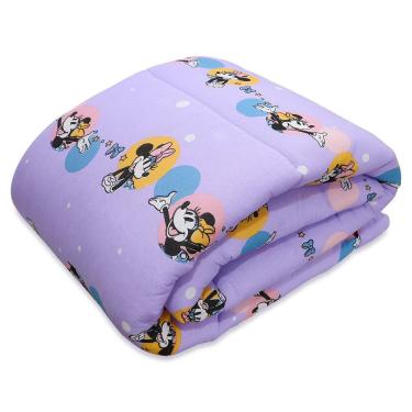 Imagem de Edredom Portallar Casal Malha 100% Algodão Disney Minnie Feliz 2,00mx220m Lavanda