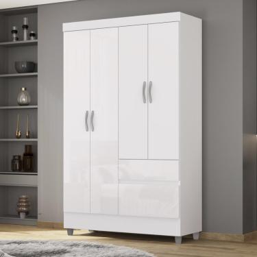Imagem de Guarda Roupa Solteiro 4 Portas 2 Gavetas Exemplar Plus - Branco Camarim