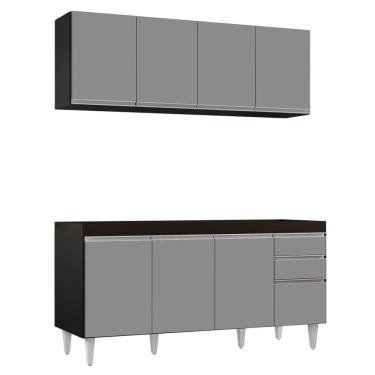 Imagem de Armário Aéreo Nevada E Balcão Para Pia 160cm Arkansas Preto-cinza - Lumil Móveis