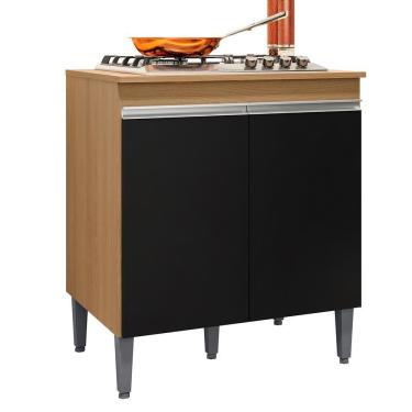 Imagem de Balcão Cooktop Andréia 79cm Com 2 Portas Amêndoa-preto - Ajl Móveis Amêndoa-preto