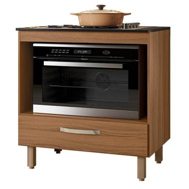 Imagem de Balcão De Cozinha Fit 80 Ipê Com Tampo Mdp Para Cooktop - Nicioli Ipê