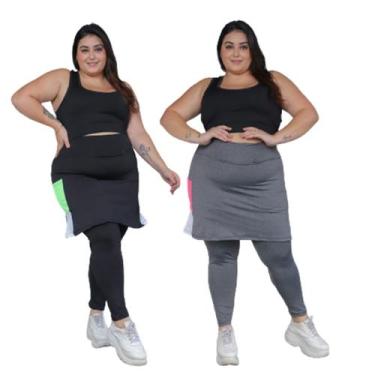 Imagem de Kit 2 calça saia plus size academia leg saia moda evangelica treino le