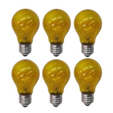 Imagem de Lâmpada Incandescente A19 E-27 Amarela 6 Pçs - NARDSEXPRESS