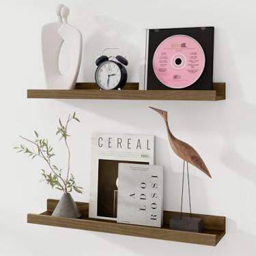 Imagem de Fun Memories Prateleiras flutuantes de madeira de pinheiro, conjunto de 2 prateleiras de livros de berçário de 61 cm, prateleiras de livros de borda de fotos, montadas na parede para sala de estar