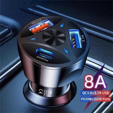 Imagem de Carregador Veicular USB Turbo 3 Portas - Carregador Para Carros Turbo 