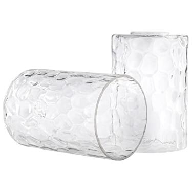Imagem de Rivqahra Pacote Com 2 Abajures De Vidro Martelado Transparente, Globo Substituição E Capa Para Luminária, 6" Altura, Lustre Pendente Cilindro Ondulação Água, Arandelas Parede, Encaixe 1-5/8"
